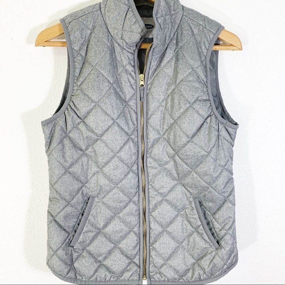 Old Navy Puffer Vest warm cozy Light Grey winter fall Women’s Size S